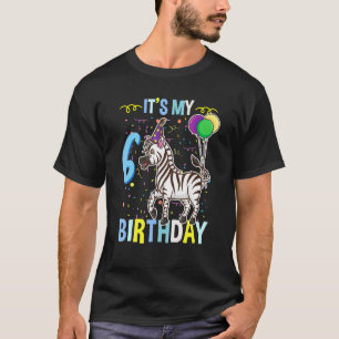 Camiseta É o meu 6 Aniversário Zebra Africano