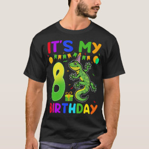 Camiseta É O Meu 8º Aniversário De Lizard Reptile De 8 Anos