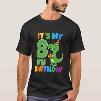 Camiseta É o meu 8º aniversário dinossauro T-Rex menino de