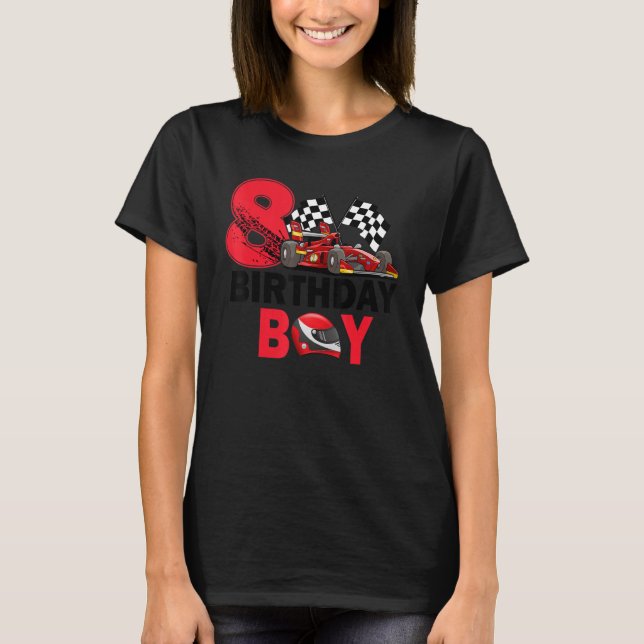 Camiseta É o meu 8.º Aniversário, 8 Toddler Racing Car Driv (Frente)