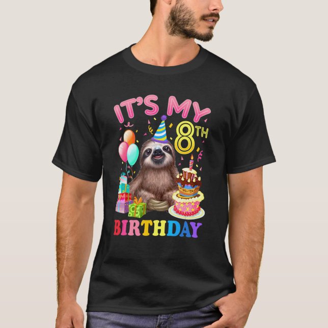 Camiseta É O Meu 8.º Aniversário Para Meninas Lloth Birthda (Frente)