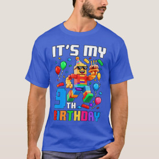 Camiseta É o meu 9º aniversário Bloco de construção Menino 