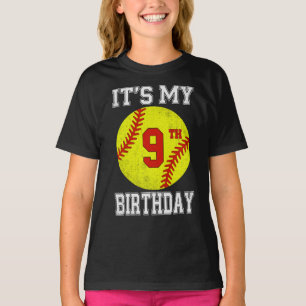 Camiseta É o meu 9º aniversário de menina de softball de 9