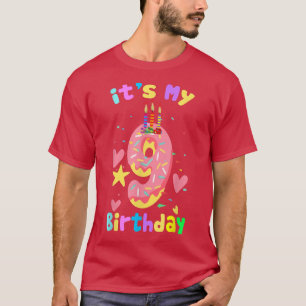 Camiseta É o meu 9º aniversário, rosquinha engraçada de 9 a