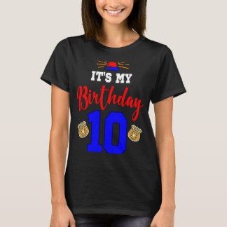 Camiseta É o meu aniversário 10 Policial Theme Bday Part