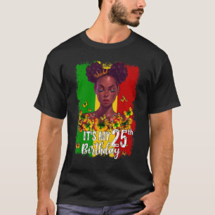 Camiseta É o meu aniversário 25 de 25 anos Melanina Preta W