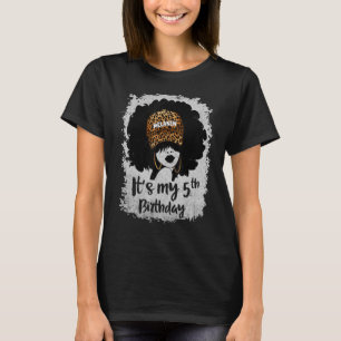 Camiseta É o meu aniversário 5, 5 anos, Leopardo Melanin G