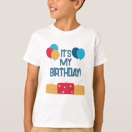 Camiseta É o meu aniversário Balões e Presentes