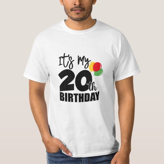 Camiseta É o meu aniversário de 20, presente feliz aniversá (Frente)