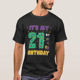 Camiseta É o meu aniversário de 21 anos máscara de Mardi Gr