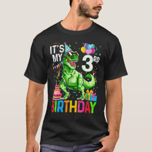 Camiseta É o meu aniversário de 3 anos Dinossauro T Rex Hap