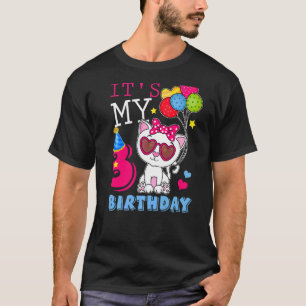 Camiseta É o meu aniversário de 3 anos, Gatinho 3º dia