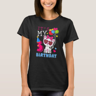Camiseta É o meu aniversário de 3 anos, Gatinho 3º dia