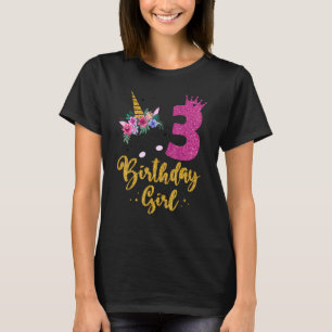 Camiseta É O Meu aniversário de 3 anos Unicórnio Para Toddl
