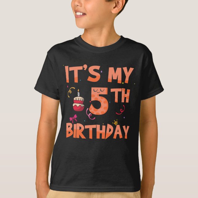 Camiseta É o meu aniversário de 5 (Frente)