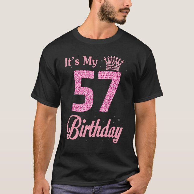 Camiseta É o meu aniversário de 57 anos Rainha feliz (Frente)