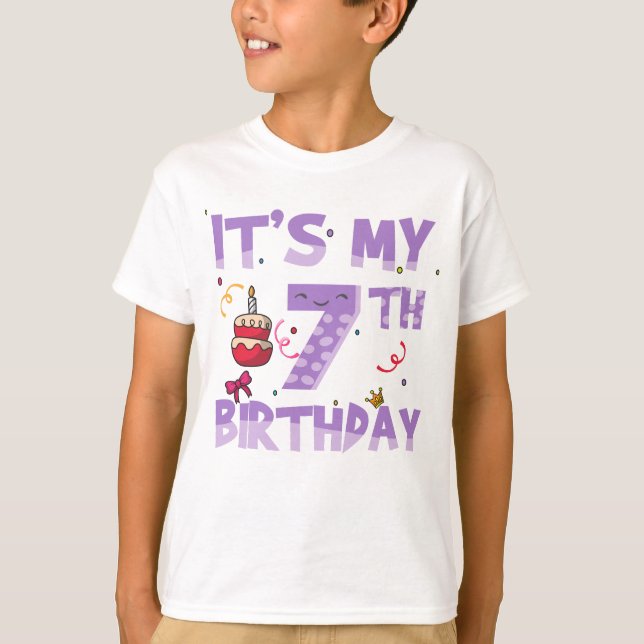 Camiseta É o meu aniversário de 7 (Frente)