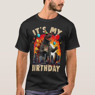 Camiseta É o meu aniversário, Festa de aniversário Kaiju, m
