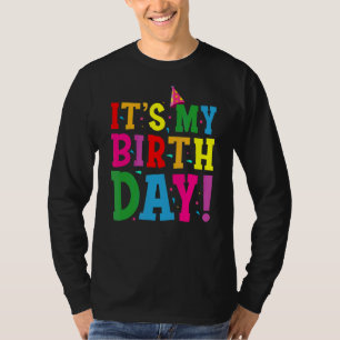 Camiseta É o meu aniversário para mulheres adolescentes gri