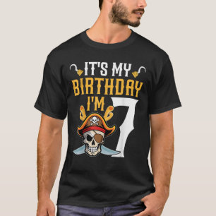 Camiseta É o meu aniversário, tenho 7 anos, pirata, 7 Birth