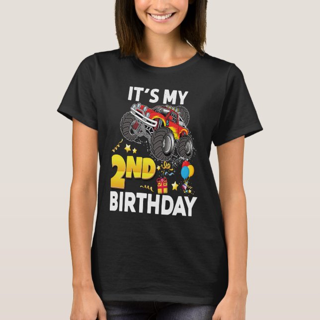 Camiseta É o meu carro monstro de segundo aniversário de 2  (Frente)
