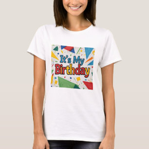 Camiseta É o meu Confetti Geométrico de Aniversário