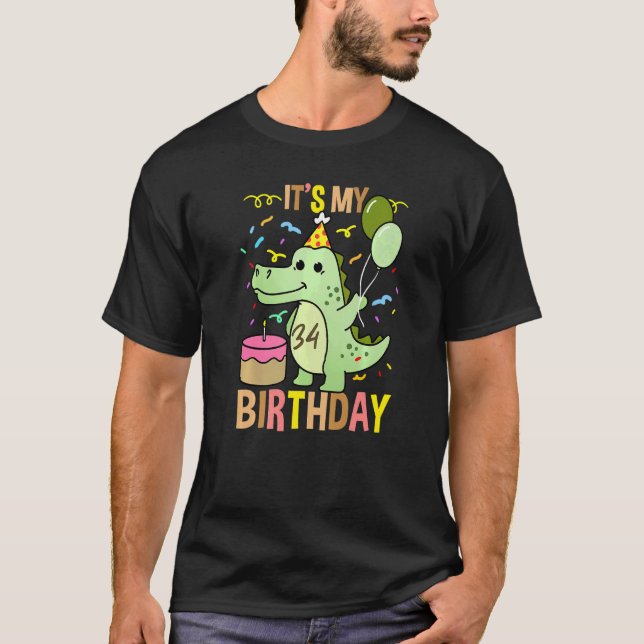 Camiseta É o meu crocodilo de 34º aniversário (Frente)