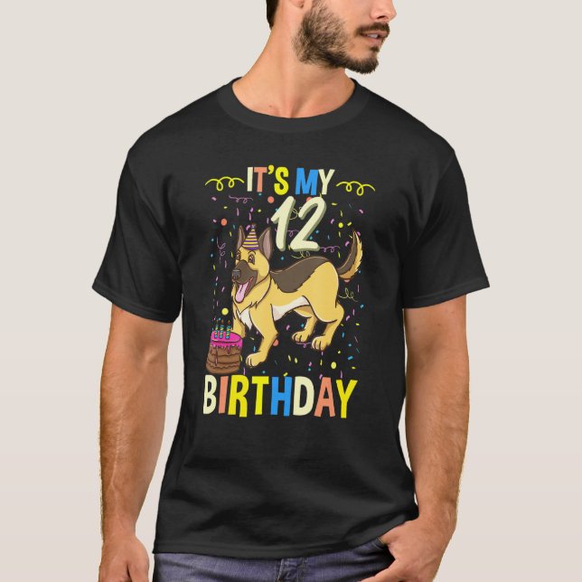 Camiseta É O Meu German shepherd De Aniversário 12 (Frente)