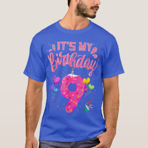 Camiseta É o meu nono aniversário, Doughnut Happy, 9 anos,