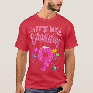 Camiseta É o meu nono aniversário, Doughnut Happy, 9 anos,