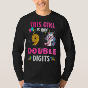 Camiseta É o meu nono aniversário, esta rapariga tem agora