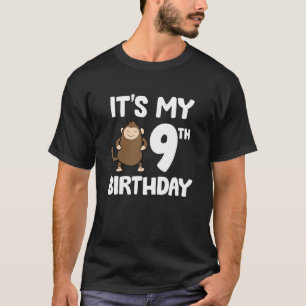 Camiseta É o meu nono aniversário, macaco-macaco-macaco-mac