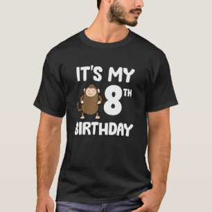 Camiseta É o meu oitavo aniversário, macaco-macaco-macaco,