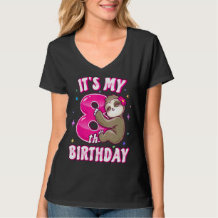 Camiseta É o meu oitavo aniversário, oitavo, moça rosa rosa