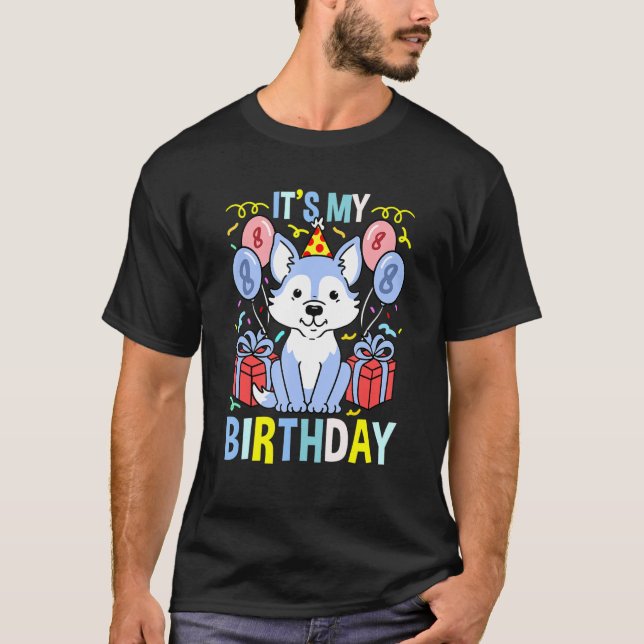 Camiseta É o meu oitavo Lobo de Aniversário (Frente)