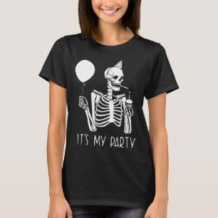 Camiseta É o meu partido Preguiçoso Halloween Costume Skele