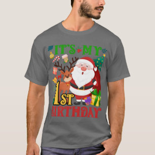 Camiseta É o meu primeiro aniversario Pai Natal