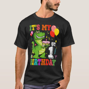 Camiseta É O Meu primeiro aniversario Rex Dinossaur Anivers