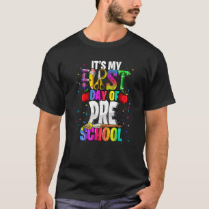 Camiseta É o meu primeiro dia de pré-escola de volta ao kit