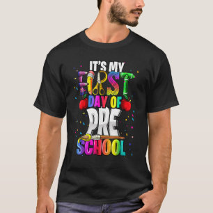 Camiseta É o meu primeiro dia de pré-escola de volta ao kit
