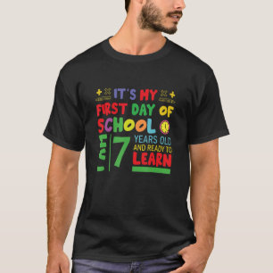 Camiseta É O Meu Primeiro Dia Na Escola Aos 7 Anos De Idade