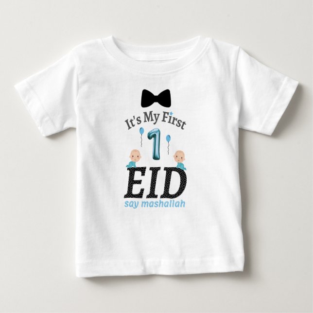 Camiseta É o meu primeiro Eid - diga Mashallah (Frente)