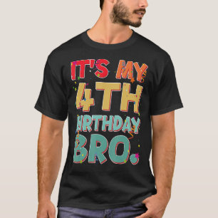 Camiseta É o meu quarto aniversário, irmão engraçado, 4 ano