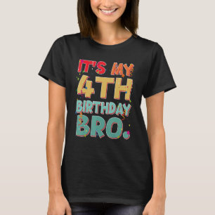 Camiseta É o meu quarto aniversário, irmão engraçado, 4 ano