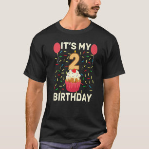 Camiseta É o meu segundo aniversário Cupcake doce de 2 anos