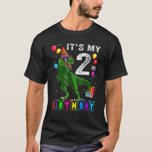 Camiseta É o meu segundo aniversário Feliz 2 Anos Dinossaur