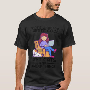 Camiseta É o que eu faço eu escrevo código eu acaricio gato