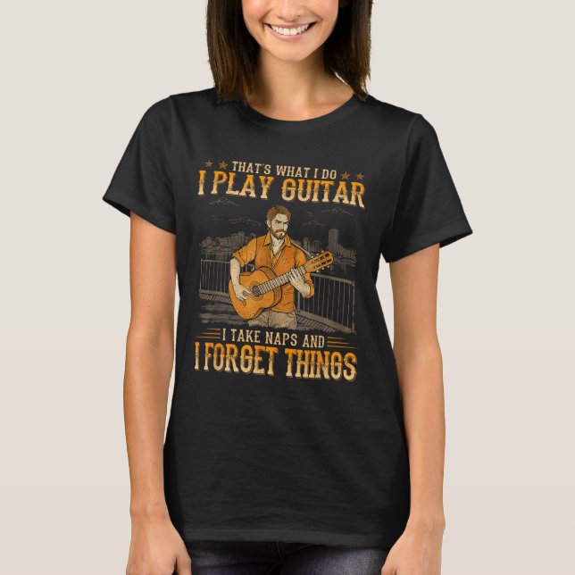 Camiseta É O Que Eu Faço Eu Touch Guitar Eu Durmo Eu Forjo (Frente)