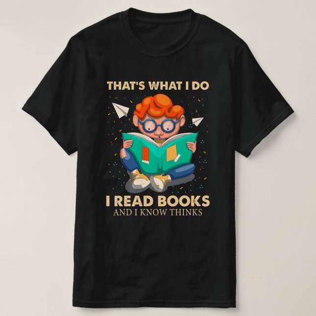 Camiseta É o que eu faço para ler livros e sei coisas (Frente do Design)
