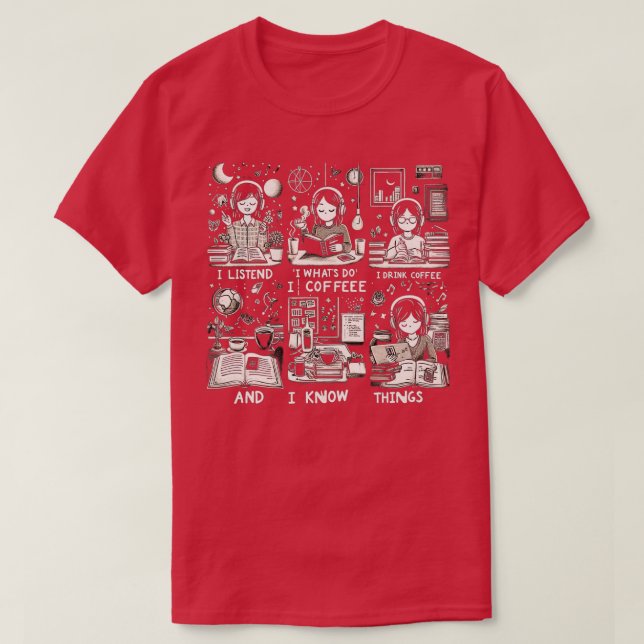Camiseta É O Que Eu Faço Para Ouvir Música Eu Bebo Café F (Frente do Design)